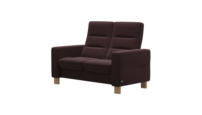 Stressless Wave 2 Seater Sofa in Begonia Burgundy Fabric